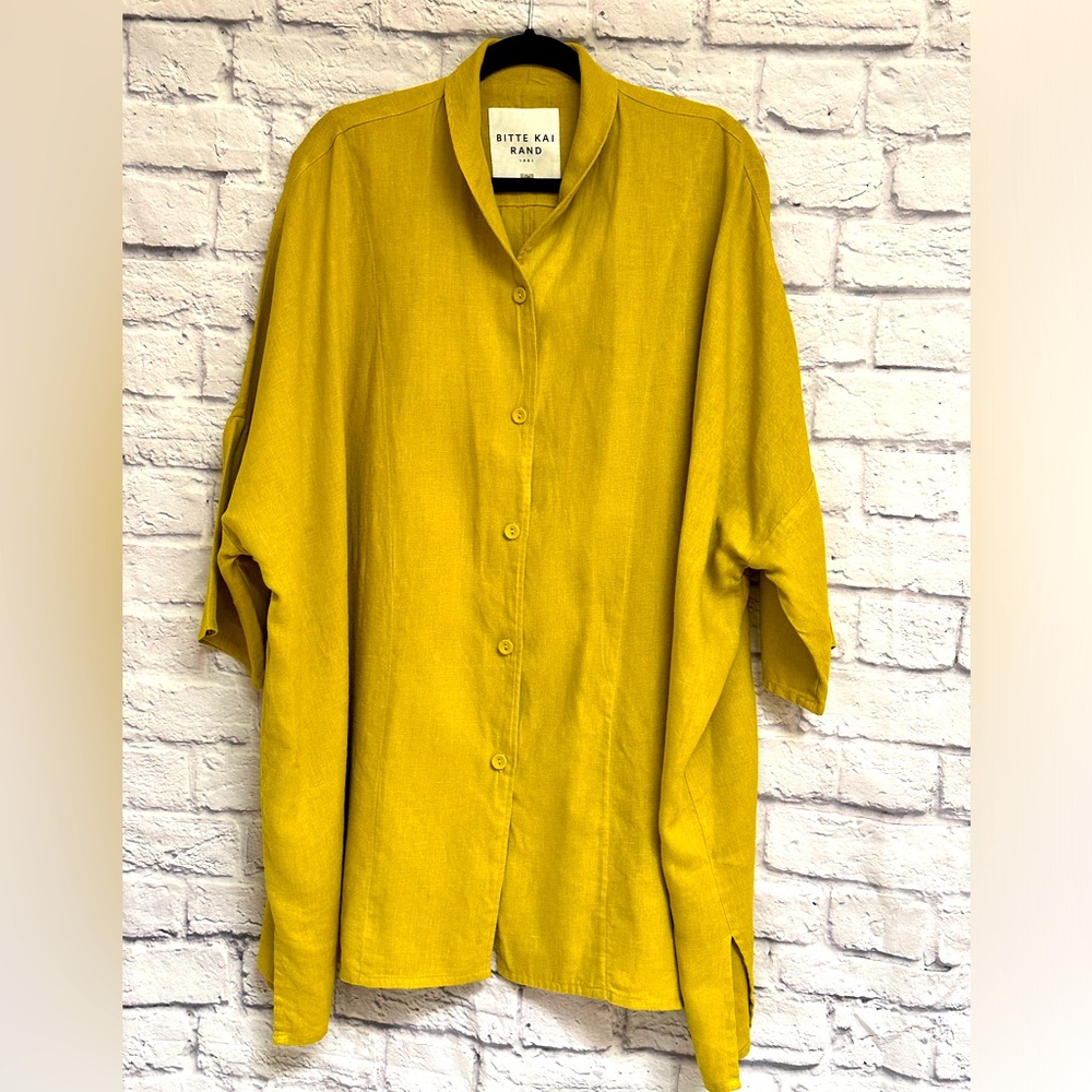 Bitte Kai Rand Linen Kimono style jacket chartreuse/yellow size 2- L to XXL